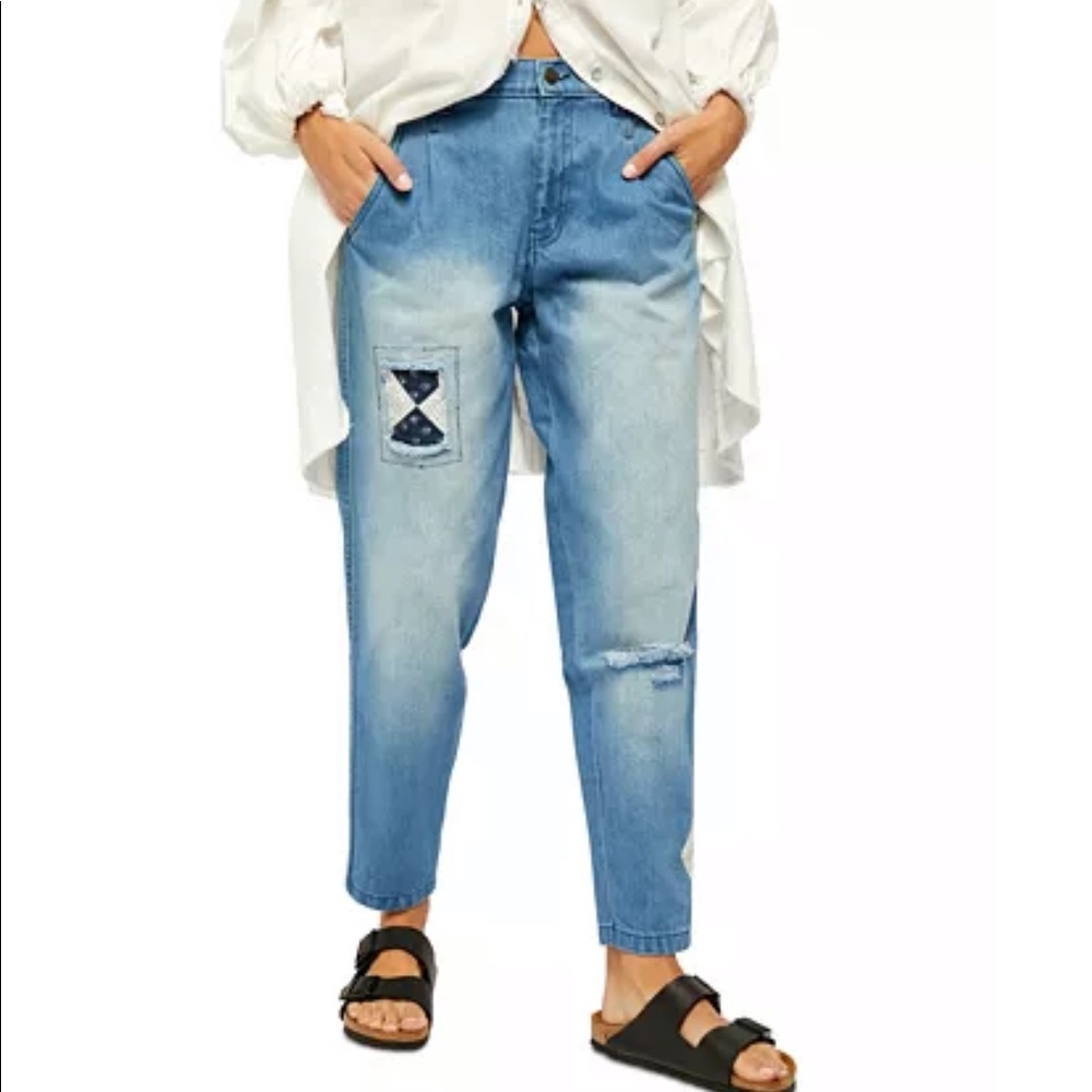 Free People DownTo Earth Jeans Patchwork Boho-Chic